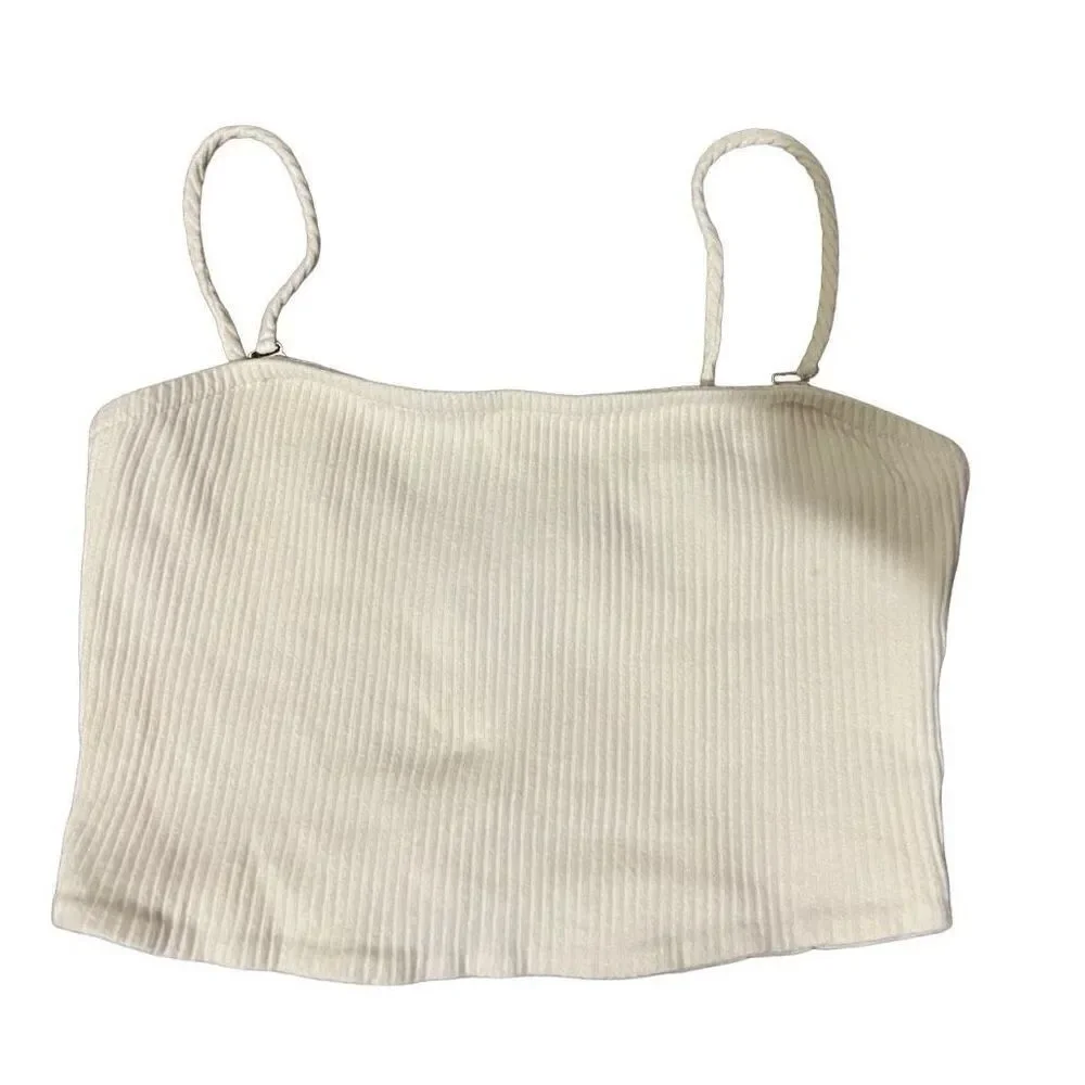 Free people beach ribbed white cropped top size small